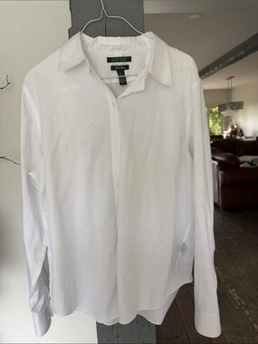 White WOMEN Button-Down Dress Shirt BY RALPH LAUREN